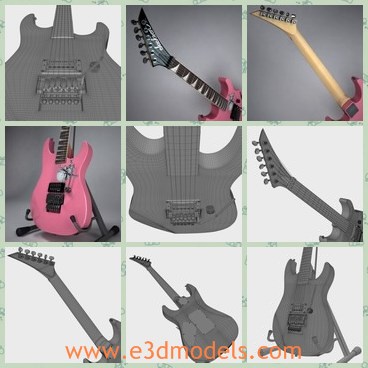 3d model the pink guitar - This is a 3d model of the pink guitar,which is electric and popular.The guitar is namde as the Jackson.