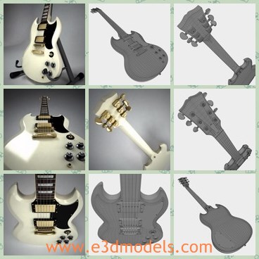 3d model the white guitar - This is a 3d model of the white guitar,which is big and made in good quality.The guitar is the electric one.