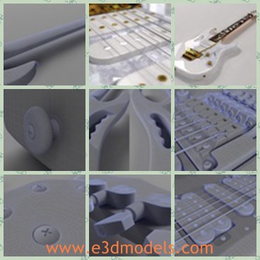 3d model the white guitar - This is a 3d model of the white electric guitar,which is new and popular among the young people.