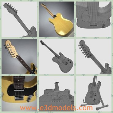 3d model the wooden guitar - This is a 3d model of the wooden guitar,which is big and heavy.The model is made with high quality strings.