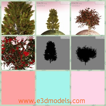 3d model the collection of shrubs - This is a 3d model of the collection of shrubs,which is large and green.The model is planted in the parks.