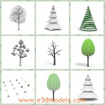 3d model the simple trees - This is a 3d model of the simple trees,which is the cartoon models.There are different shapes.