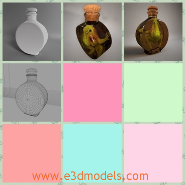 3d model frog in glass bottle - This is a 3d model of a frog in the glass bottle,the frog is soaked in the bottle with the wooden bottle cap on.But the white bottle looks like the kettle.