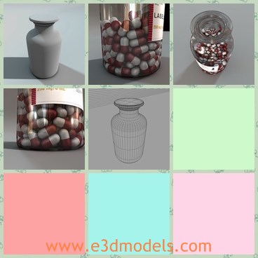 3d model the bottle and the pills - THis is a 3d model of the bottle and the pills,which are clean and transpatent.The label on the bottle is clear and obvious.