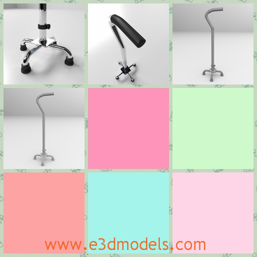 3d model the walking cane - This is a 3d model of a walking cane,which is stable and safe.The model is a medical equipment used by the patients in the hospital.