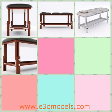 3d modell the massage table with a leather cover - This is a 3d model of the massage table ,which is covered with the leather materials and the legs are linked to each other solidly.