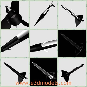 3d model the black rocket - This is a 3d model of the black rocket,which is firstly made in Canada.The rocket is the popular one in military.