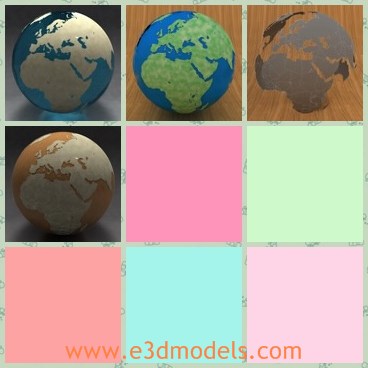 3d model the earth globe - This is a 3d model of the earth globe,which is round and painted in different colors.The earth globe is common in life.