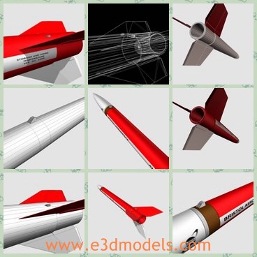 3d model the rocket with red body - This is a 3d model of the rocket with red body,which is the common army rocket.