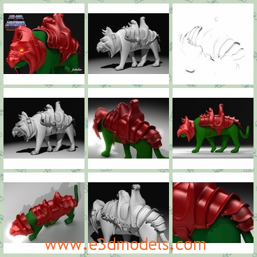 3d model a figure of a cat toy - This is a 3d model of a figure of a car toy,which is equiped in the red materials.The cat looks more fierce in the equipment.