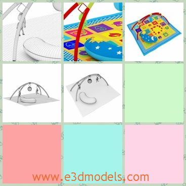 3d model of a baby floor mat - This 3d model is about a baby floor mat.This mat is made of soft materials and it has many colorful patterns and children can play on it.