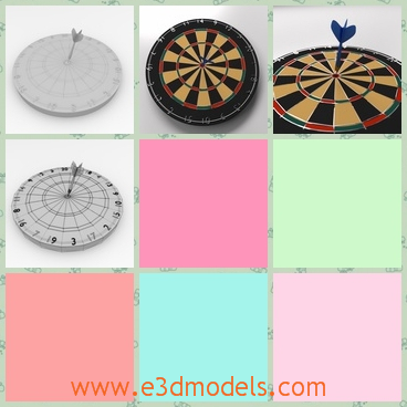 3d model of a dartboard - There is a 3d model which is about a dartboard. This dartboard is a big round one which has yellow and black colors.