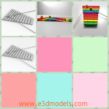 3d model of a xylophone - This is a 3d model which is about a pretty xylophone which has many different colors and it looks like the rainbow.
