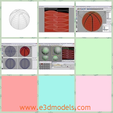 3d model of basketballs - This 3d model is about several low poly basketballs for games, education, visualization and other purposes. These are yellow basketballs with black lines.