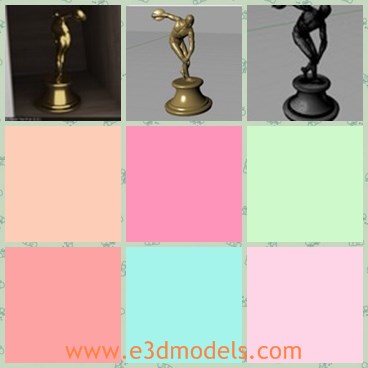 3d model the award statue - This is a 3d model about the award statue,which is made of gold and the figure is a man.