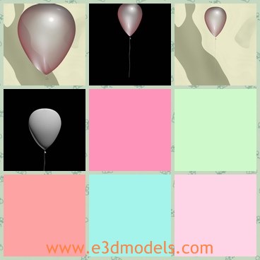 3d model the balloon - This is a 3d model of the balloon,which is pink and small.The balloon is made of plastic material.
