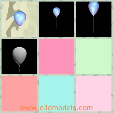 3d model the blue balloon - This is a 3d model of the blue balloon,which is textured and common.There are many occasions used the balloons as decoration.