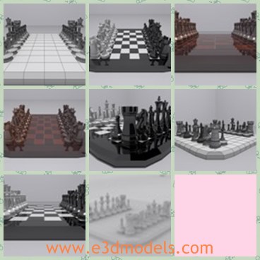 3d model the chess - This is a 3d model of the chess set,which contains the chessboard,the queen,the pawn and the king.
