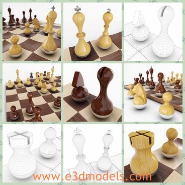 3d model the chess set - This is a 3d model of the chess set,which is new and popular.The model is made of wooden and aluminum material.