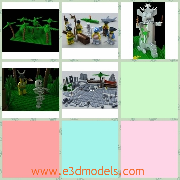 3d model the collection of logo - This is a 3d model of the collection of logo,which is includes the pirate,the bricks and the green lawn.