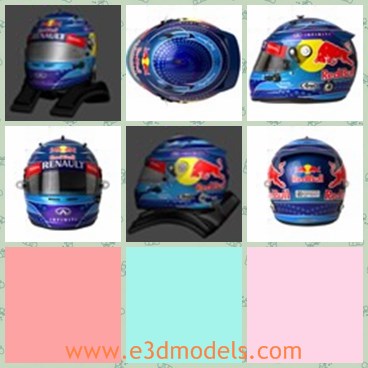 3d model the colorful helmets - This is a 3d model of the colorful helmets,which was shown at the car launch in 2013.MeshSmooth Lvl2 is applied on the 3D model.