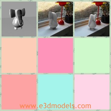 3d model the cute elephant - This is a 3d model of the cute elephant,which is a cartoon on standing on the window.The model can be used as the ornament in the room.