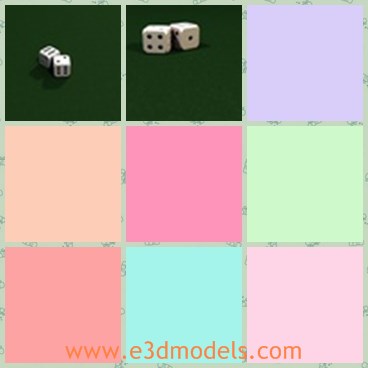 3d model the dice - This is a 3d modle of the dice on the green table,which is the common gambling game stuff.