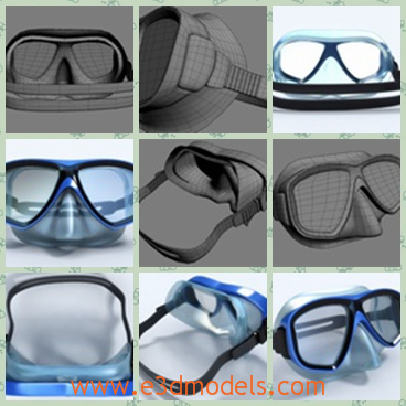 3d model the diving glasses - This is a 3d model of the diving glasses,which is the mask in diving.The model is new and made in high quality.