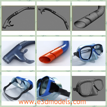 3d model the diving mask - This is a 3d model of the diving mask,which is new and modern.The model is made in details and in high quality.