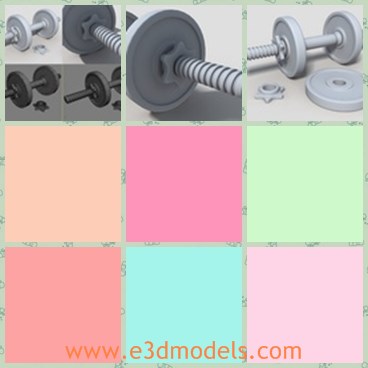 3d model the dumbell - This is a 3d model of the dumbell,which is a kind of fitness equipments in the gym.The model is popular for men to use.