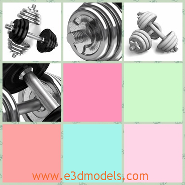 3d model the dumbells for exercises - This is a 3d model of the dumbell for exercises,which is the weight equipment for fitness.The model is detailed built.