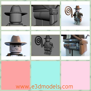 3d model the figure from Indiana - This is a 3d model of the figure from Indiana,which is plastic and short.The model is made with standart materials.