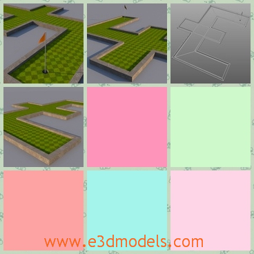 3d model the glof with a red flag - This is a 3d model of the glof with a red flag,which is new and great.The model is made in high quality.