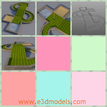 3d model the golf hole made in US dollar shape - THis is a 3d model of the golf hole made in US dollar shape,which is special and attractive.The model is made with special materials.