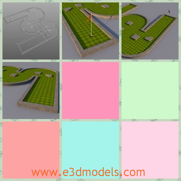 3d model the golf hole with a flag - This is a 3d model of the golf hole with a flag,which is new and special.The model is made in high quality.