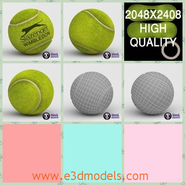 3d model the green tennis ball - This is a 3d model of the green tennis ball,which is the Slazenger brand and the green is obvious.