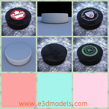 3d model the hockey puck - This is a 3d model about the hockey puck,which has different words on it,such as the CANADA,the HL and so on.