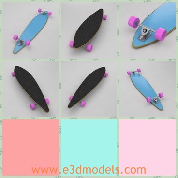 3d model the longboard - This is a 3d model of the long board,which is small and made with tour wheels.The model is popular among children.