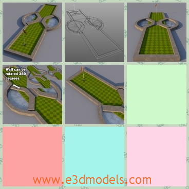 3d model the miniglof hole - This is a 3d model of the minigolf hole,which is clean and green.The model is grand and expensive.