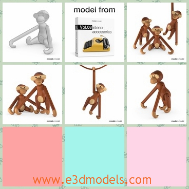 3d model the monkey doll - THis is a 3dmodel of the monkey doll,which is made of wood and it is cute and popular around the country.