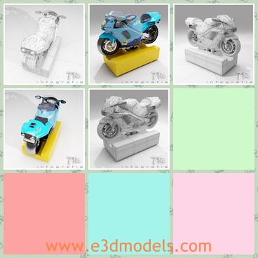 3d model the motorcycle for kids - This is a 3d model of the motorcycle patternns for kids,which can also be put outside the supermarkets as the display products,such as the parks,the galleries,the malls and hotels.