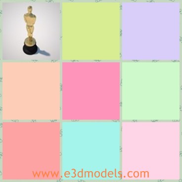 3d model the oscar statue - This is a 3d model of the oscar statue,which is the award for those great people who have great performance in arts.