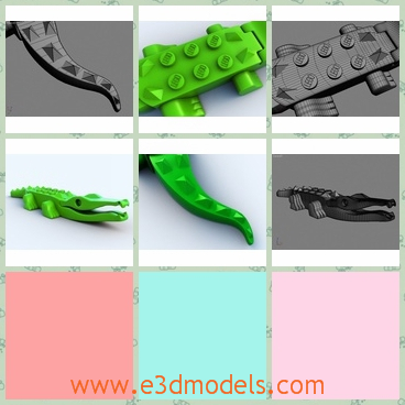 3d model the plastic crocodile - This is a 3d model of the plastic crocodile,which is green and has a big head.The model is the animal in the water.