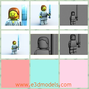 3d model the plastic figure - THis is a 3d model of the plastic figure,which is short and showing with the mustahce.The sword in his hand seems dumb and inflexible.