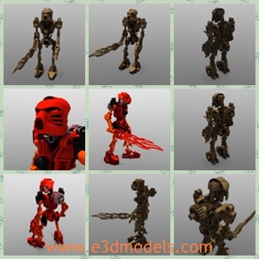 3d model the rigged robot - This is a 3d model of the rigged robot,which is a  high quality and perfect model of the lego bionicle charactor Tahu.