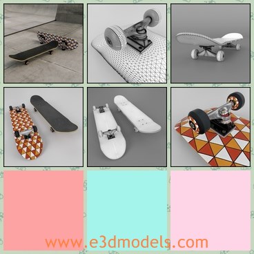 3d model the skateboard for kids - This is a 3d model of the highly detailed skateboard,which is created  is based on real skateboard components, so the level of detail is accurate and makes it suitable for use in photo-real renders.