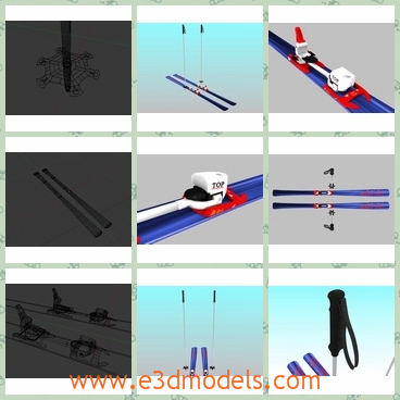 3d model the skis and the pole - This is a 3d model of the skis and the pole,which are the necessary equipments used in the snow playground.