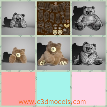 3d model the teddy bear - This is a 3d model of the Teddy Bear,which is the cute toy in kids' room.The model is made with simple skeleton for posing.