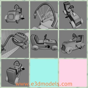3d model the toy car for kids - This is a 3d model of the toy car for kids,which is small and cute.The model is made with a seat for a kid.