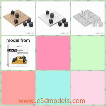3d model the toy games - This is a 3d model of the  Tic-tac-toe set. It has small amount of polygons and accurate grid.This model is one of other great models that goes together in the Vol.08
